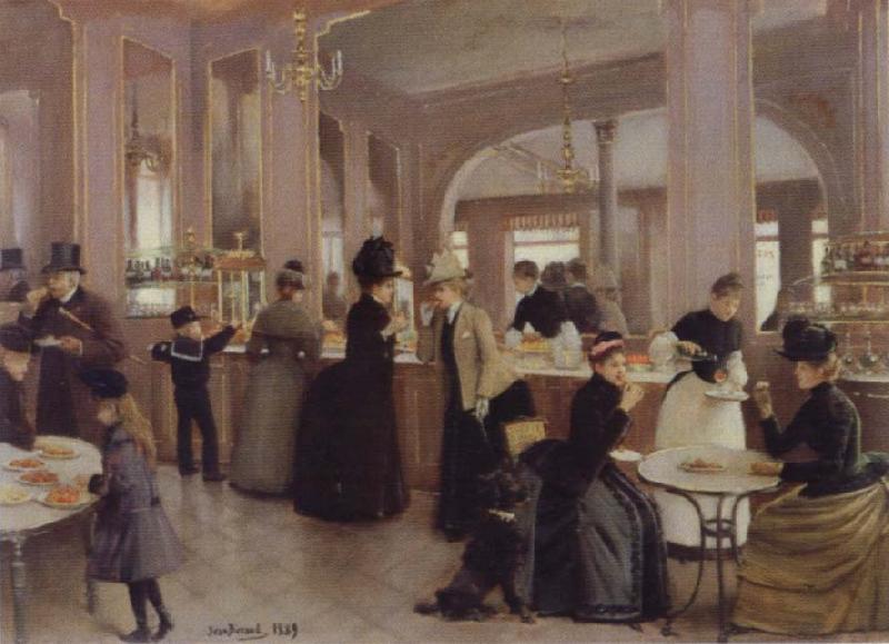 Jean Beraud the Patisserie Gloppe on the Champs-Elysees